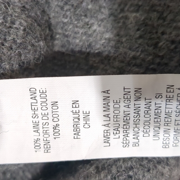 LL Bean Quarter Zip Grey Sweater with Elbow Pads mens size Medium - Picture 4 of 8